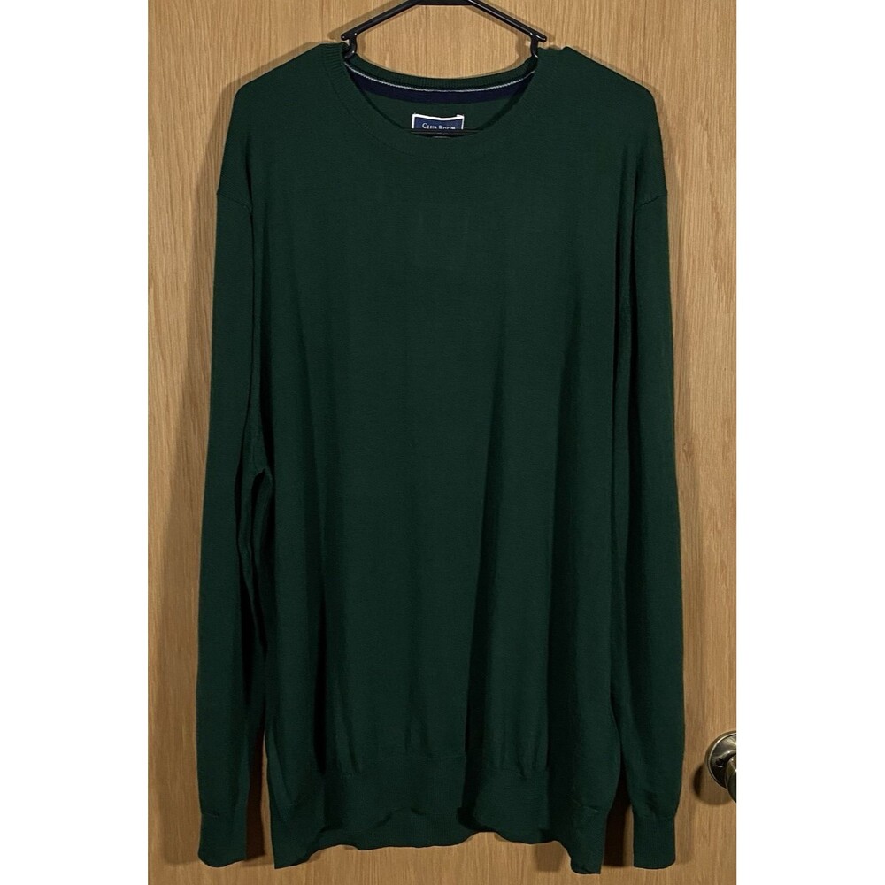 Men's 2XL Forest Green Sweater Lightweight Minimalist Merino Wool Blend Preppy